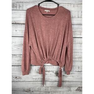 Black Swan Pink Long Sleeve Lounge Top Boxy Oversized Medium Tie Front Comfort